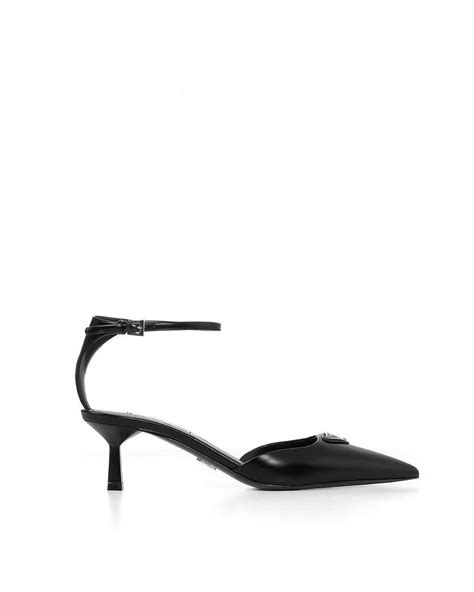 prada black leather pointed-toe w fringe|Prada.